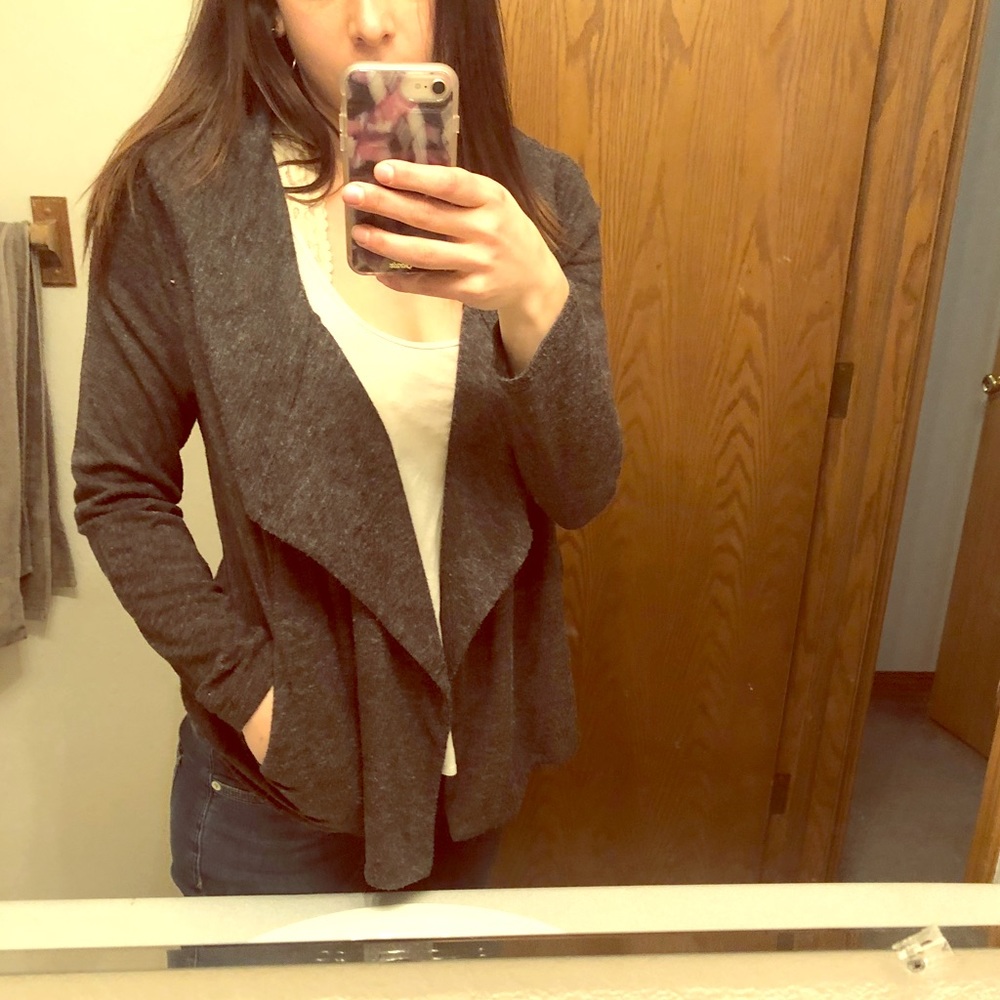 Charcoal sporty sweater cardigan